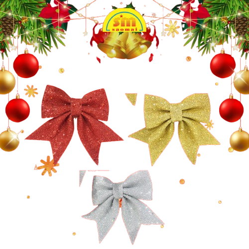 Noel-Nơ kim sa 18cm 91-222-JC