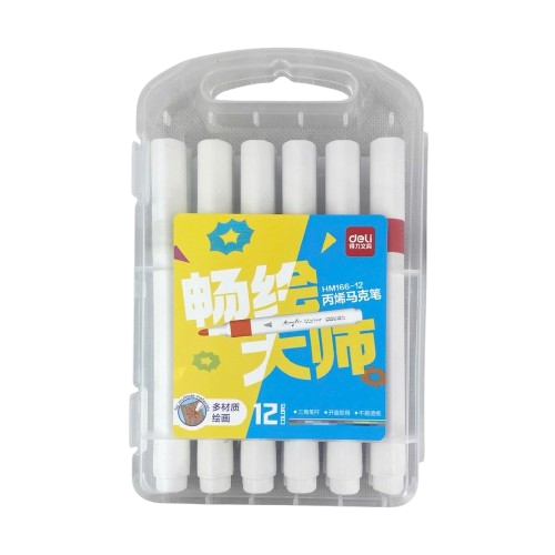 Bút lông Acrylic 12 màu Deli HM166-12-LA