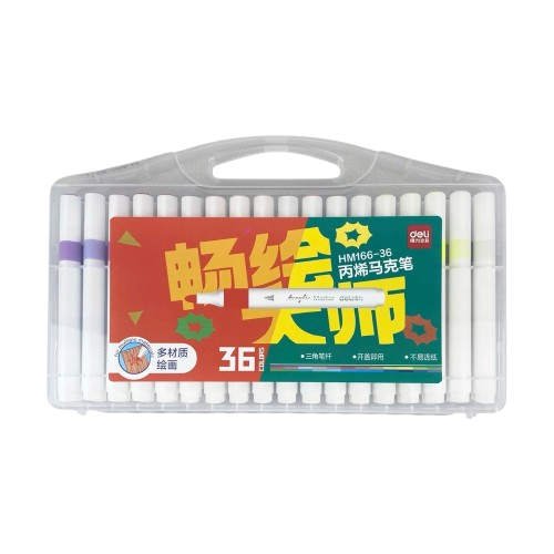 Bút lông Acrylic 36 màu Deli HM166-36-LA