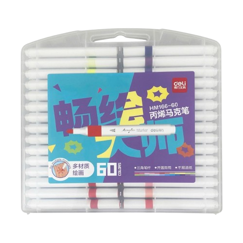 Bút lông Acrylic 60 màu Deli HM166-60-LA