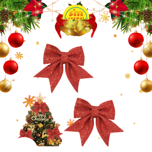 Noel-Nơ kim sa 18cm 91-222-JC