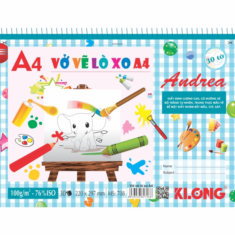 Tập vẽ A4 Klong TP708 (30 tờ)-KL