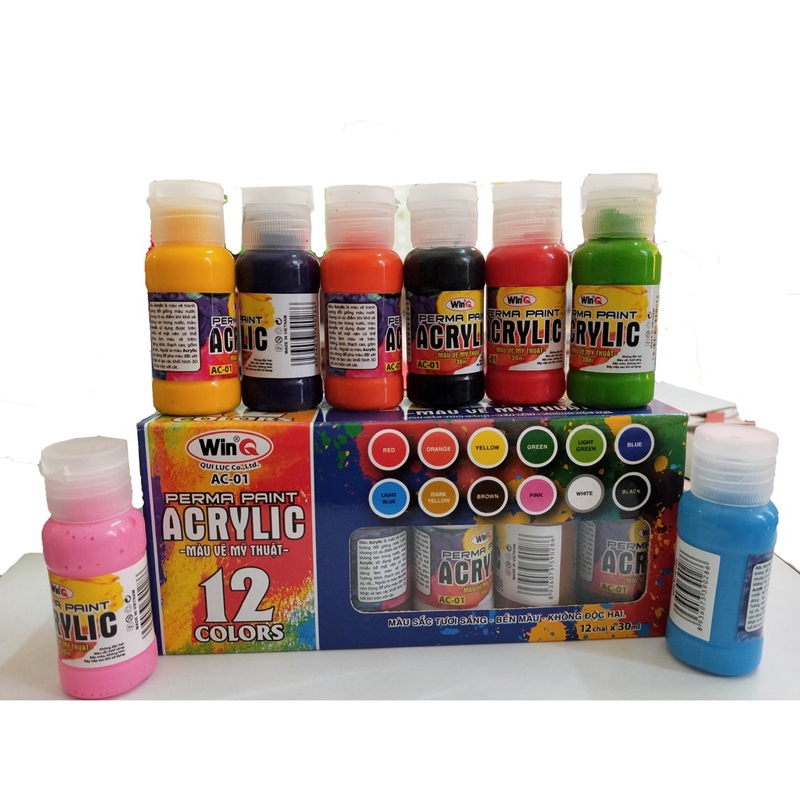 Màu nước WinQ  Acrylic 12 màu AC01 (30ml (lốc)