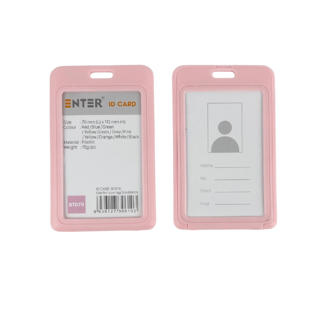 Bảng tên Enter BT070 54x86mm 2 mặt đứng hồng-SM