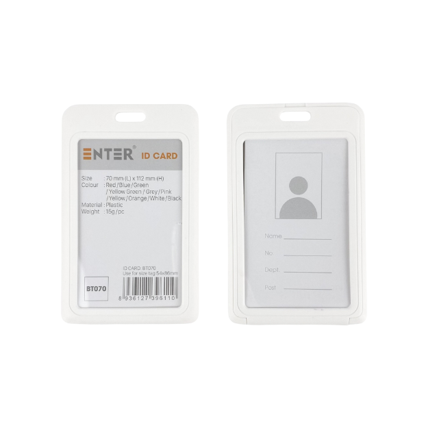 Bảng tên Enter BT070 54x86mm 2 mặt đứng trắng-SM