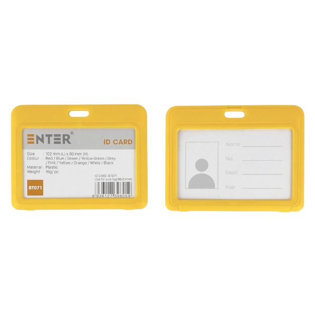 Bảng tên Enter BT071 54x86mm 2 mặt ngang cam-SM