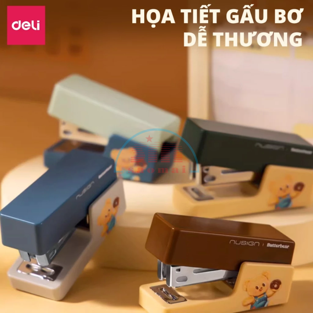 Bấm kim Deli NS083-B nâu (gấu bơ)-LA