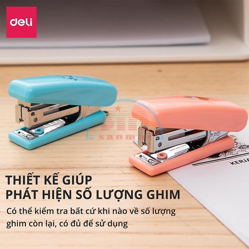 Dập Ghim/Kim Bấm 10 Mini Deli 0222 - Màu Xanh
