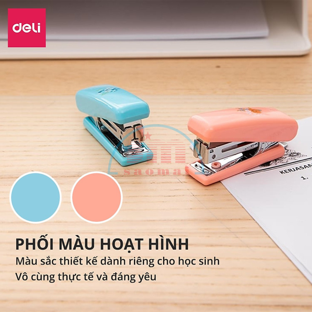 Dập Ghim/Kim Bấm 10 Mini Deli 0222 - Màu Xanh