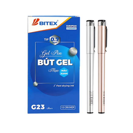 Bút nước Bitex G23 thân nhũ bạc mực xanh-BT
