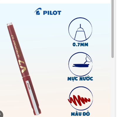 Bút nước Pilot Hi-Tech V7 Cartridge System đỏ-BT