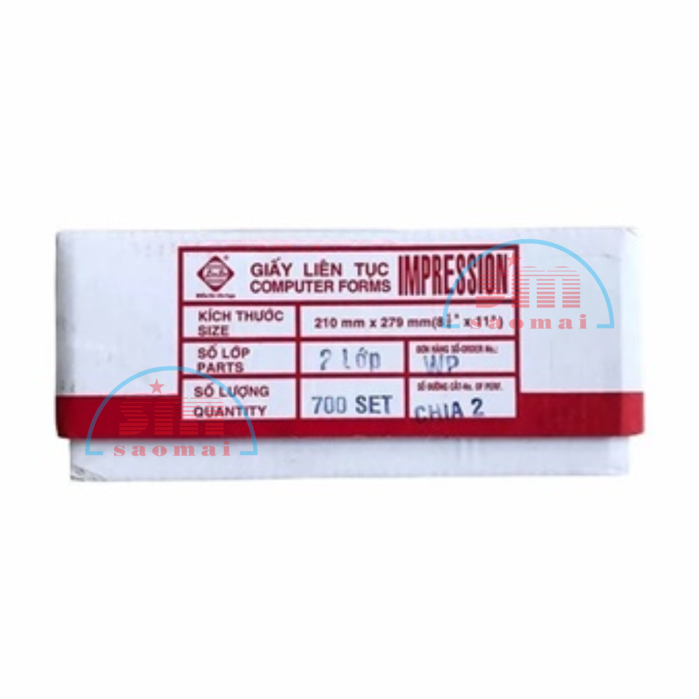 Giấy in liên tục LS K210x279mm 2 Liên chia 2