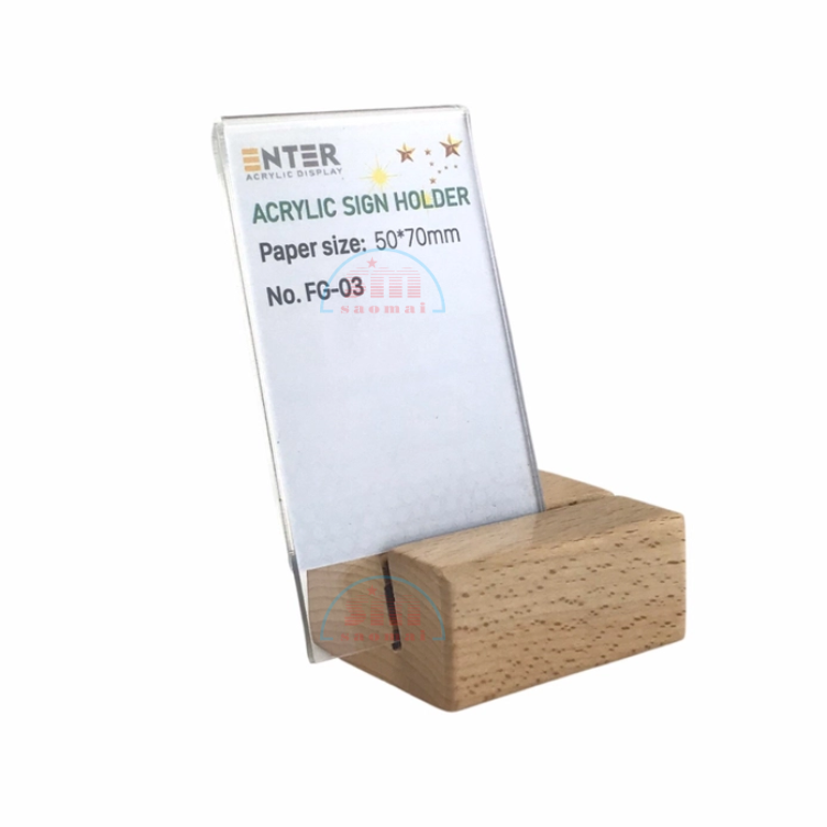 Kệ 1 mặt mica đế gỗ FG-03 50mmx70mm-SM