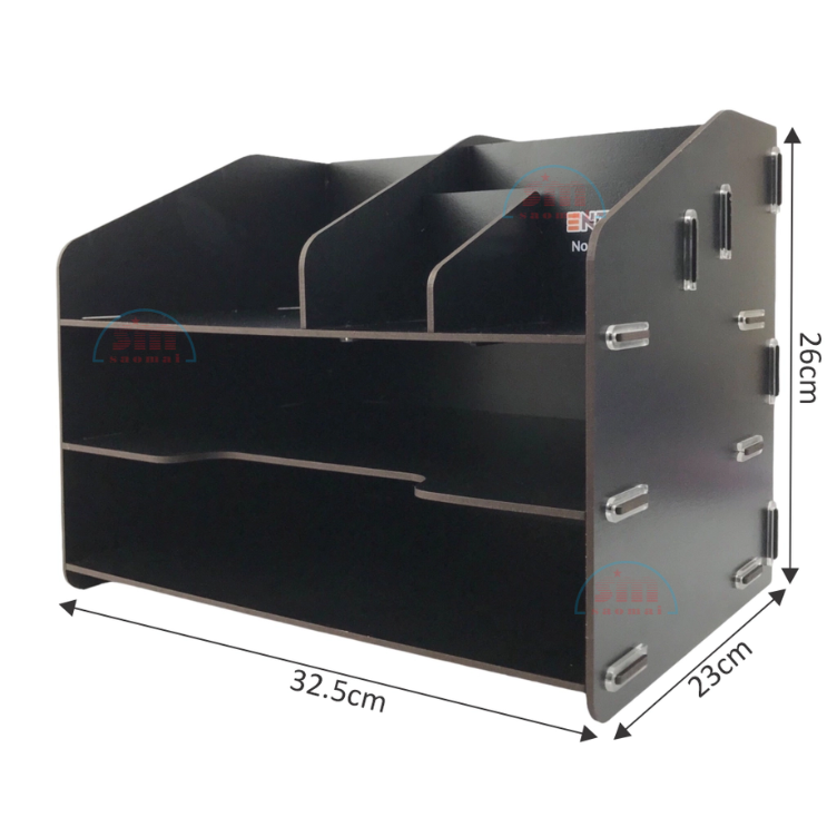 Kệ hồ sơ gỗ Enter KG065 lắp ráp nâu/đen/vàng-SM