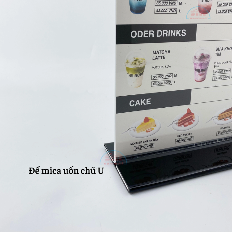 Kệ mica 2 mặt A5 đứng đế lùa uốn E07-U-SM