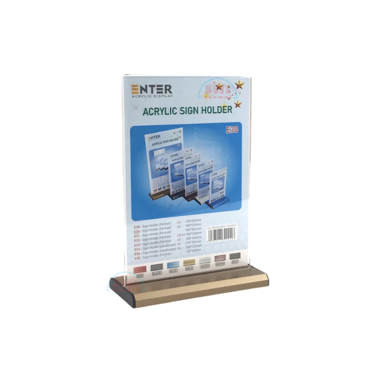 Kệ mica 2 mặt A5 đứng E30 đế nhôm (15x21cm)-SM