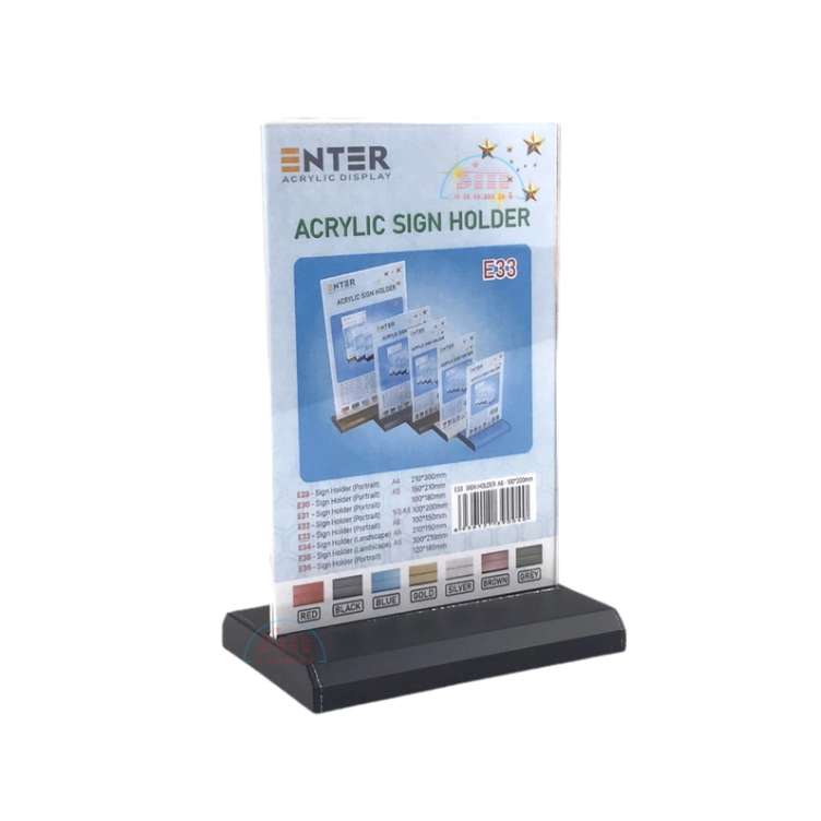 Kệ mica 2 mặt A6 E33 đế nhôm (10x15cm)-SM