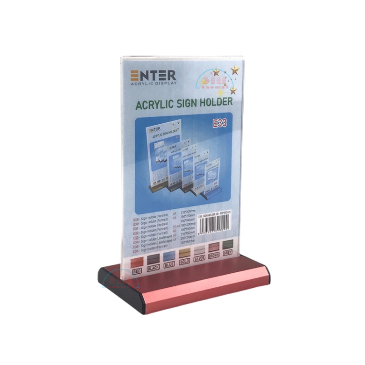Kệ mica 2 mặt A6 E33 đế nhôm (10x15cm)-SM