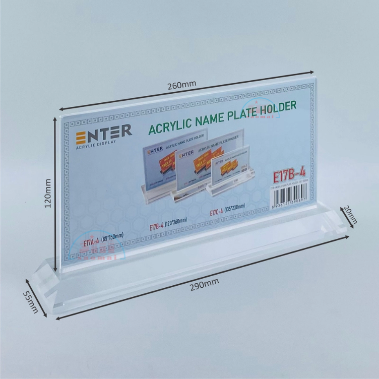 Kệ mica 2 mặt Enter E17B- 26x12cm đế mica 29x5.5cm dày 20mm vát 4 cạnh (10)-SM