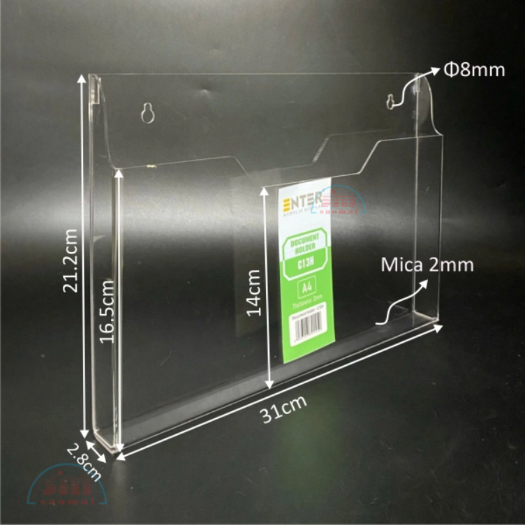 Kệ mica nhiều giấy treo tường mica C13H 30cmx21cm-SM