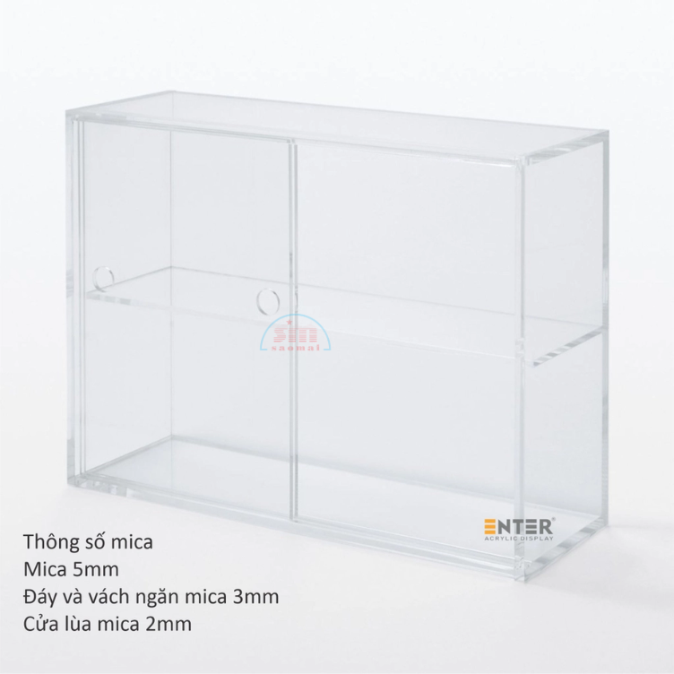 Kệ trưng bày mica Enter TB701 250x85x165mm 2 tầng cửa lùa-SM