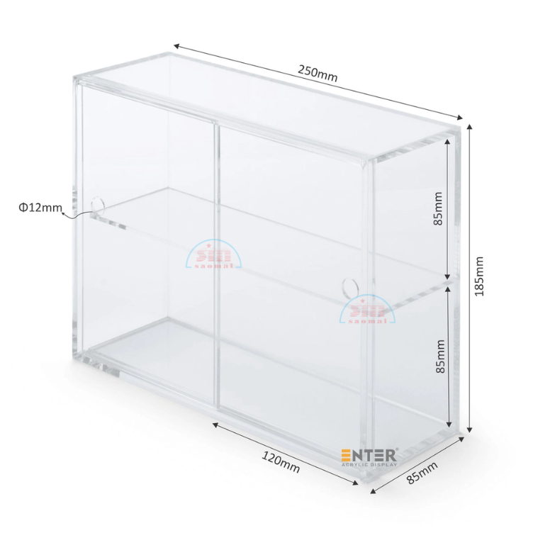 Kệ trưng bày mica Enter TB701 250x85x165mm 2 tầng cửa lùa-SM