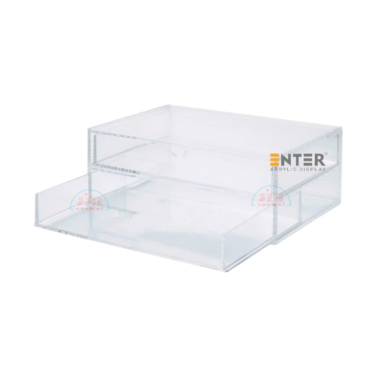 Kệ trưng bày mica Enter TB702 175x130x95mm 2 ngăn cửa kéo, hộc kéo, hộp trang sức-SM