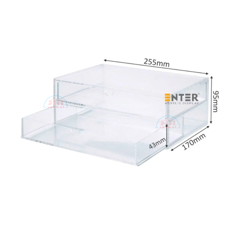Kệ trưng bày mica Enter TB703 255x170x95mm 2 ngăn cửa kéo, hộc kéo, hộp trang sức-SM