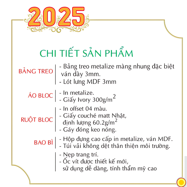 Lịch Bloc siêu cực đại kích thước 29x42cm năm 2025 - 24TĐ1