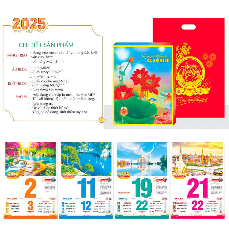 Lịch Bloc cực đại Sắc Màu Thế Giới kích thước 25x35cm năm 2025 - 24TĐ19