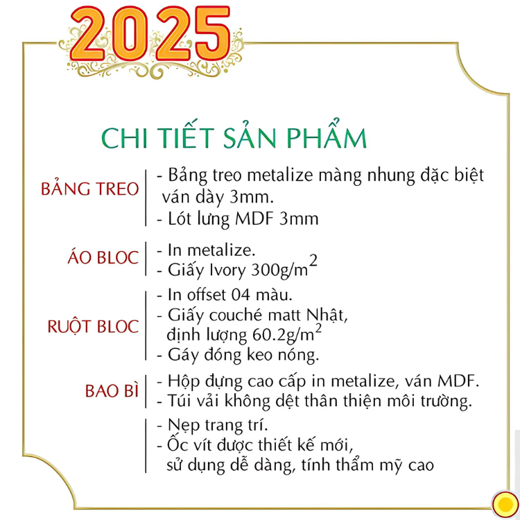 Lịch Bloc siêu cực đại kích thước 29x42cm năm 2025 - 24TĐ5