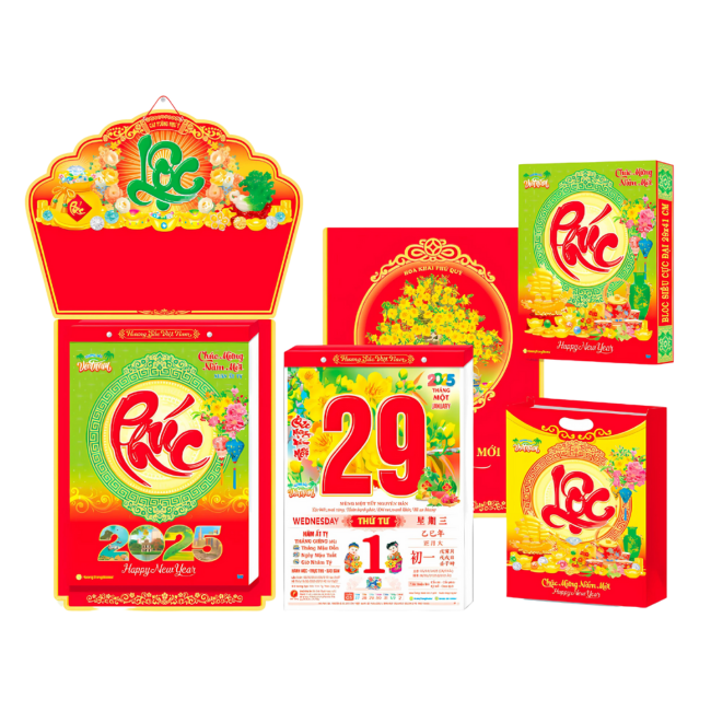 Lịch bloc siêu cực đại trọn bộ kích thước 29x41cm năm 2025 - HT4