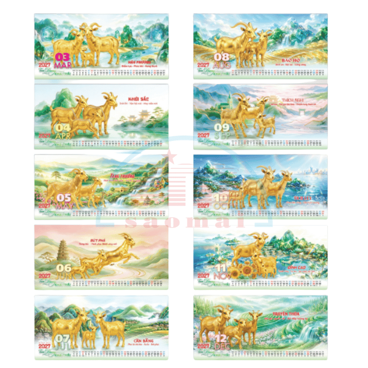 Lịch bàn 2 lò xo 2027-AH