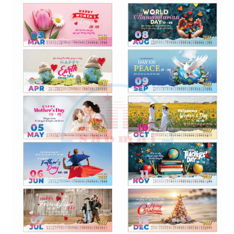 Lịch bàn 2 lò xo 2027-AH