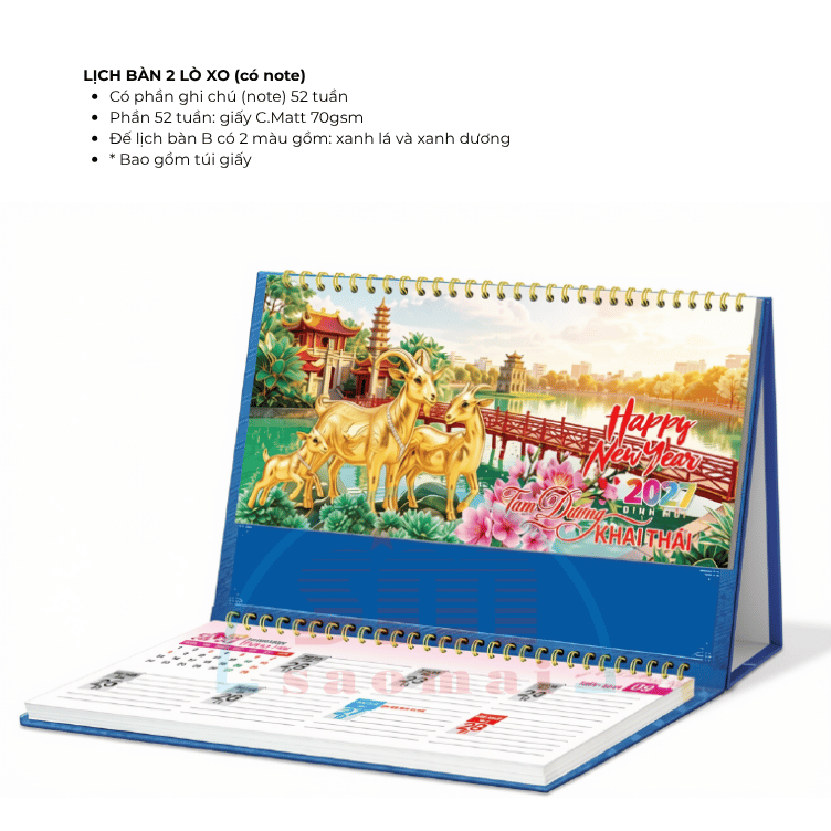 Lịch bàn 2 lò xo 2027-AH