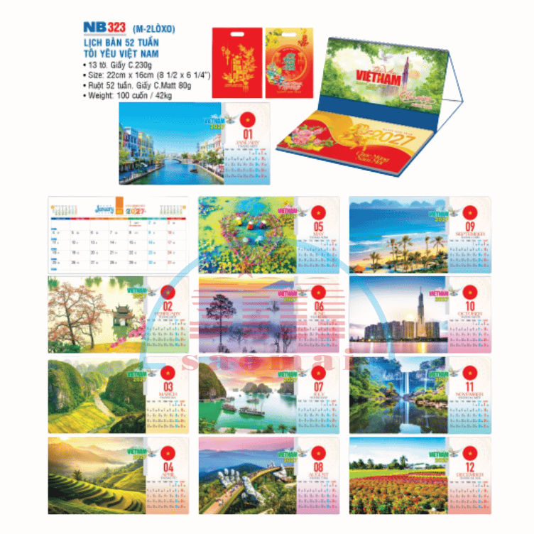 Lịch bàn 2 lò xo 2027-NB