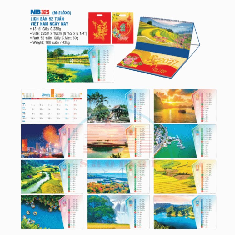 Lịch bàn 2 lò xo 2027-NB