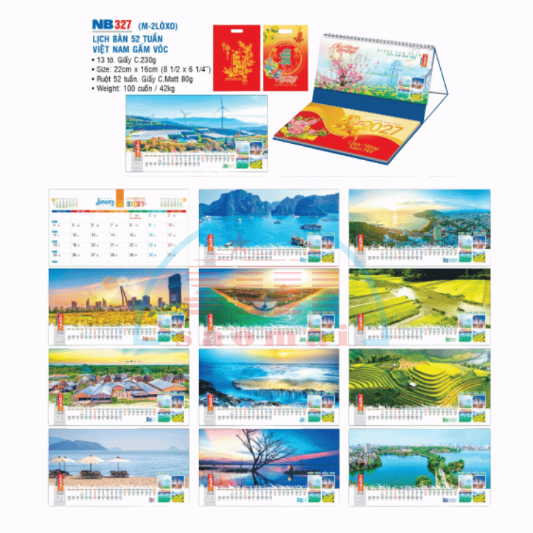 Lịch bàn 2 lò xo 2027-NB