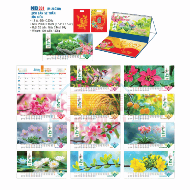 Lịch bàn 2 lò xo 2027-NB