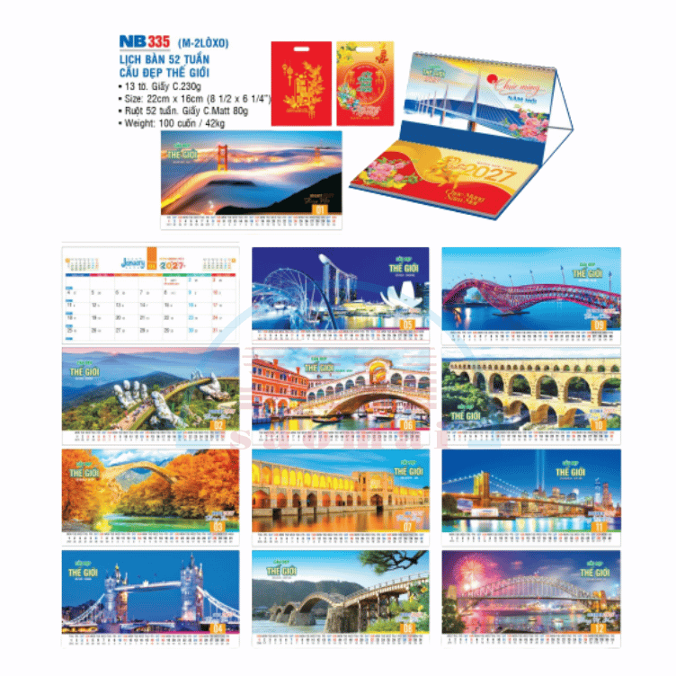 Lịch bàn 2 lò xo 2027-NB