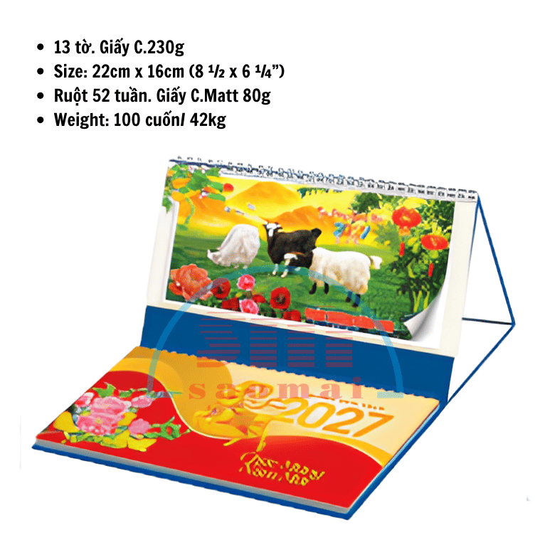 Lịch bàn 2 lò xo 2027-NB