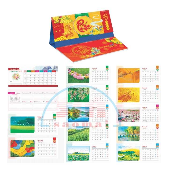 Lịch bàn 2 lò xo 2027-TĐTT