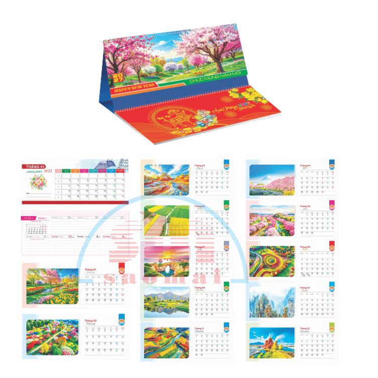 Lịch bàn 2 lò xo 2027-TĐTT