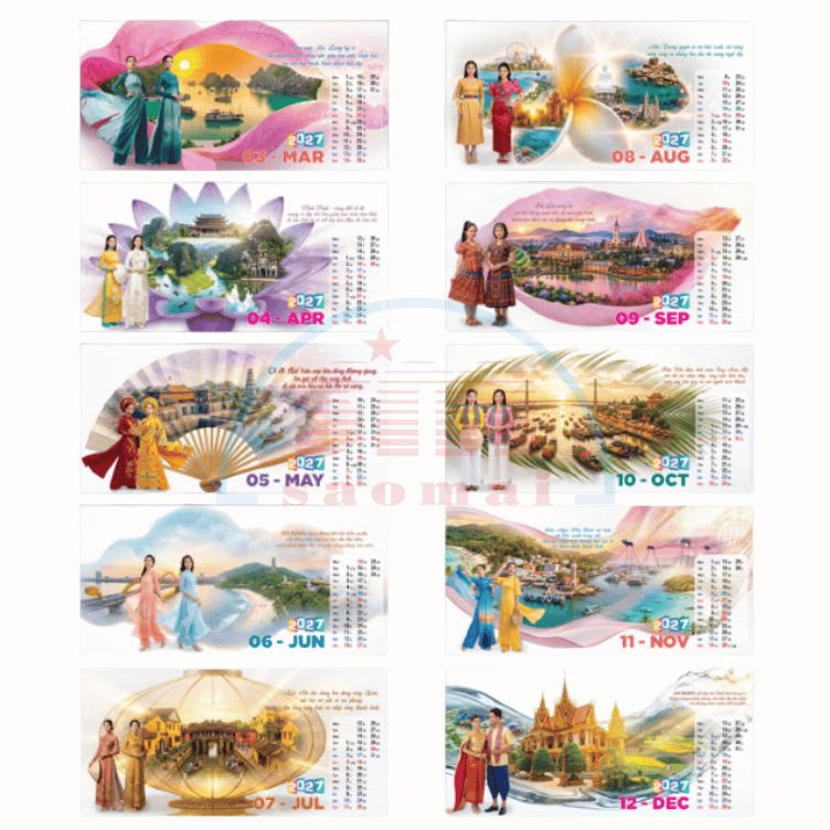 Lịch bàn chữ A 2027-AH