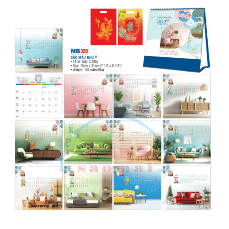 Lịch bàn chữ A 2027-NB
