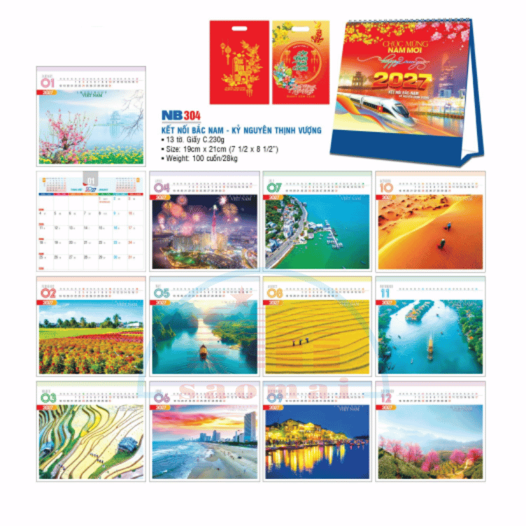 Lịch bàn chữ A 2027-NB