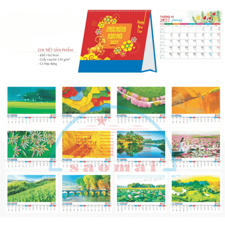 Lịch bàn chữ A 2027-TĐTT