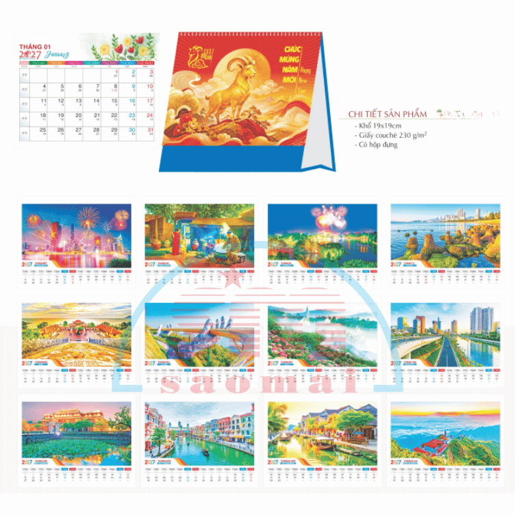 Lịch bàn chữ A 2027-TĐTT