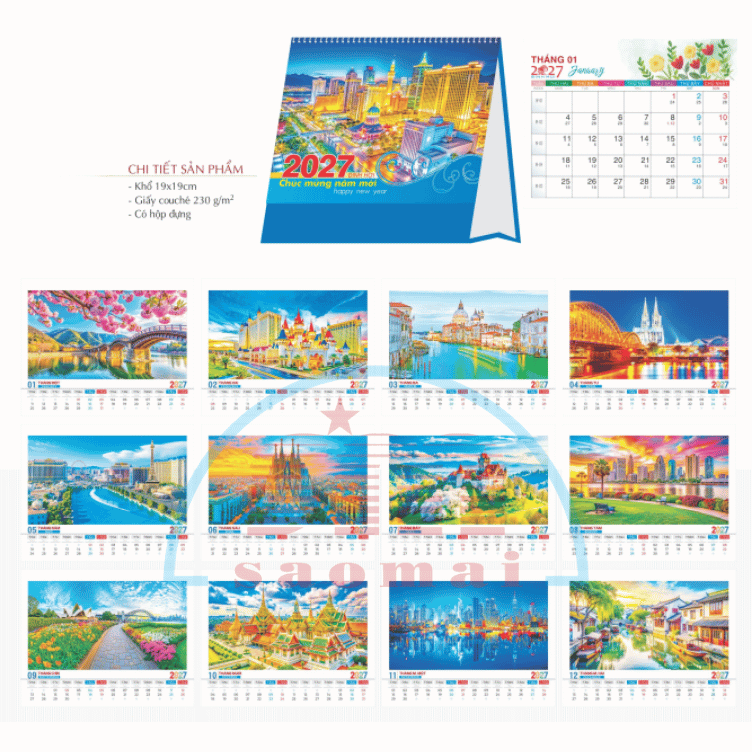 Lịch bàn chữ A 2027-TĐTT