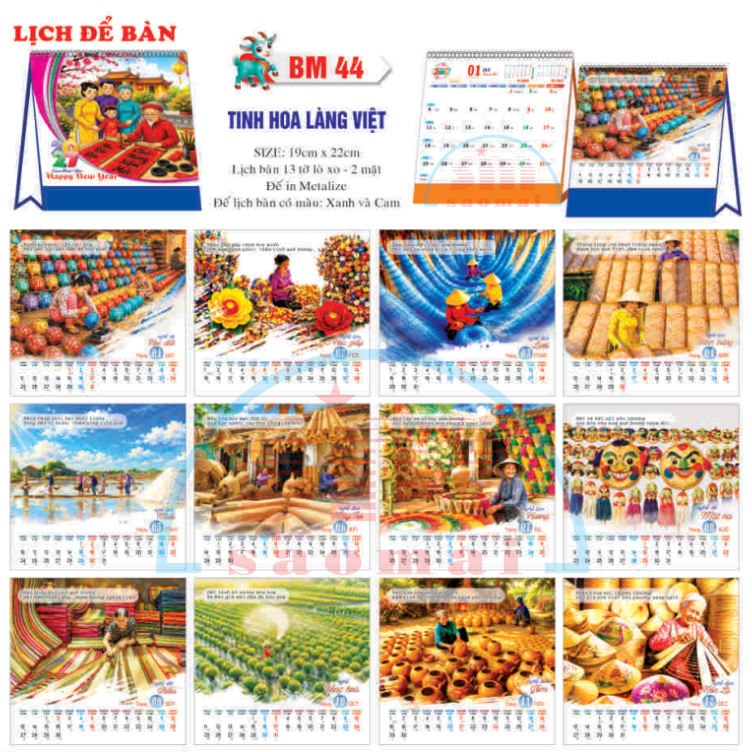 Lịch bàn chữ A 2027-TT
